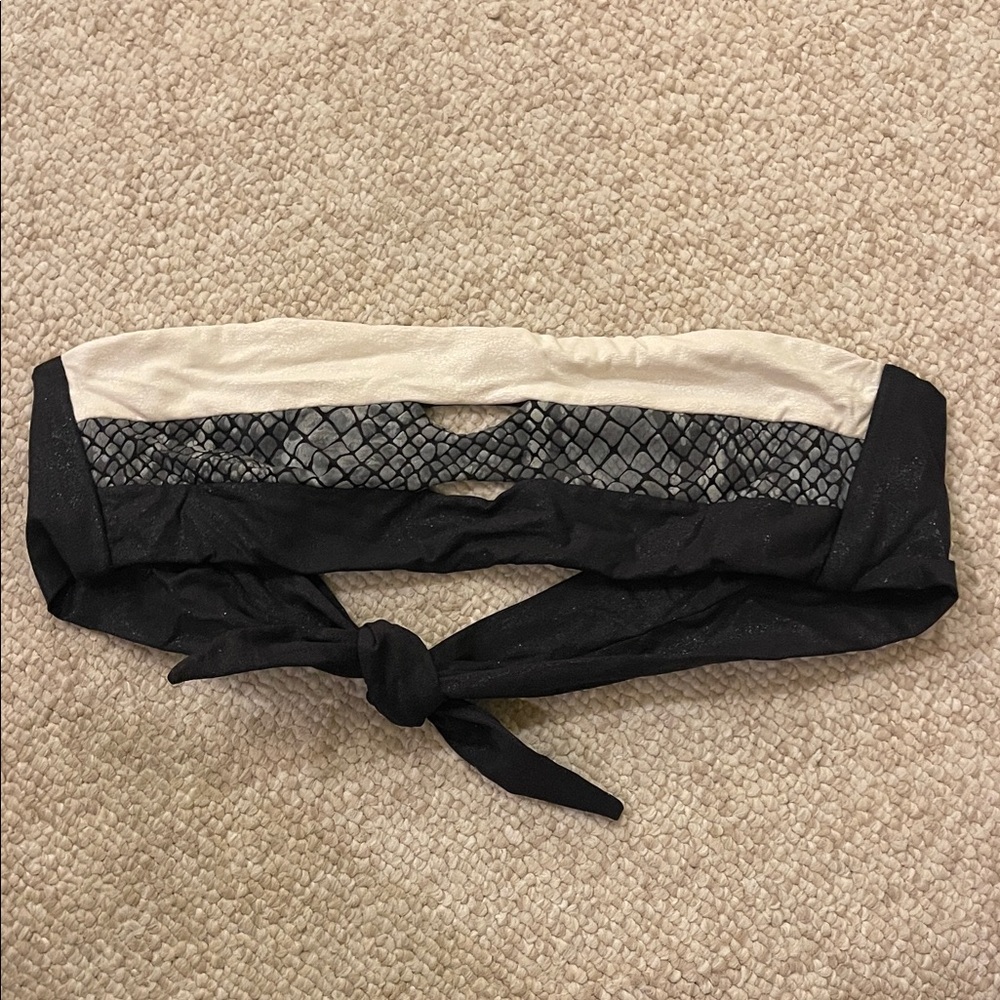 Pilyq Black and Cream Bikini Top